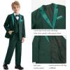 imageLOLANTA Boys Formal Suit Slim Fit Ring Bearer Outfit Kids Tuxedo Dress Clothes Blazer Vest Pants Set with SuspendersGreen