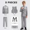 imageLOLANTA Boys Formal Suit Slim Fit Ring Bearer Outfit Kids Tuxedo Dress Clothes Blazer Vest Pants Set with SuspendersGrey