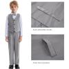 imageLOLANTA Boys Formal Suit Slim Fit Ring Bearer Outfit Kids Tuxedo Dress Clothes Blazer Vest Pants Set with SuspendersGrey
