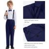 imageLOLANTA Boys Formal Suit Slim Fit Ring Bearer Outfit Kids Tuxedo Dress Clothes Blazer Vest Pants Set with SuspendersNavy