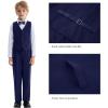 imageLOLANTA Boys Formal Suit Slim Fit Ring Bearer Outfit Kids Tuxedo Dress Clothes Blazer Vest Pants Set with SuspendersNavy