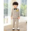 imageLOLANTA Boys Suits Set Wedding Ring Bearer Outfits Kids Tuxedos Blazer Suit Pant Bow tie Birthday Easter ClothesKhaki