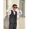 imageLOLANTA Boys Vest Pants Set Plaid Dress Suit with Shirt Kids Tuxedo Formal Wedding Ring Bearer OutfitBlack