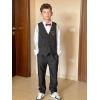imageLOLANTA Boys Vest Pants Set Plaid Dress Suit with Shirt Kids Tuxedo Formal Wedding Ring Bearer OutfitBlack