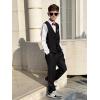 imageLOLANTA Boys Vest Pants Set Plaid Dress Suit with Shirt Kids Tuxedo Formal Wedding Ring Bearer OutfitBlack