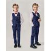 imageLOLANTA Boys Vest Pants Set Plaid Dress Suit with Shirt Kids Tuxedo Formal Wedding Ring Bearer OutfitBlue