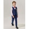 imageLOLANTA Boys Vest Pants Set Plaid Dress Suit with Shirt Kids Tuxedo Formal Wedding Ring Bearer OutfitBlue