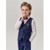 imageLOLANTA Boys Vest Pants Set Plaid Dress Suit with Shirt Kids Tuxedo Formal Wedding Ring Bearer OutfitBlue