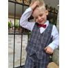imageLOLANTA Boys Vest Pants Set Plaid Dress Suit with Shirt Kids Tuxedo Formal Wedding Ring Bearer OutfitGrey