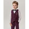 imageLOLANTA Boys Vest Pants Set Plaid Dress Suit with Shirt Kids Tuxedo Formal Wedding Ring Bearer OutfitPurple