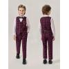imageLOLANTA Boys Vest Pants Set Plaid Dress Suit with Shirt Kids Tuxedo Formal Wedding Ring Bearer OutfitPurple