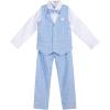 imageLOLANTA Boys Vest Suits 4PCs Wedding Ring Bearer Outfits Wasitcoat Shirt Pants Bow Tie 213 YearsBluewith Shirt
