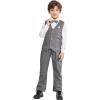 imageLOLANTA Boys Vest Suits 4PCs Wedding Ring Bearer Outfits Wasitcoat Shirt Pants Bow Tie 213 YearsDark Grey