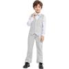 imageLOLANTA Boys Vest Suits 4PCs Wedding Ring Bearer Outfits Wasitcoat Shirt Pants Bow Tie 213 YearsGreywith Shirt