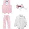 imageLOLANTA Boys Vest Suits 4PCs Wedding Ring Bearer Outfits Wasitcoat Shirt Pants Bow Tie 213 YearsPinkwith Shirt