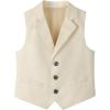 imageLOLANTA Boys Vest Tuxedo Suit Wedding Ring Bearer Outfits 4PCs Dress Clothes Vest Shirt Shorts Bow TieBeige