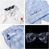 imageLOLANTA Boys Vest Tuxedo Suit Wedding Ring Bearer Outfits 4PCs Dress Clothes Vest Shirt Shorts Bow TieBlue Check