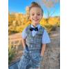 imageLOLANTA Boys Vest Tuxedo Suit Wedding Ring Bearer Outfits 4PCs Dress Clothes Vest Shirt Shorts Bow TieGray Plaid