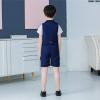 imageLOLANTA Boys Vest Tuxedo Suit Wedding Ring Bearer Outfits 4PCs Dress Clothes Vest Shirt Shorts Bow TieNavy