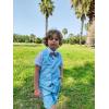 imageLOLANTA Boys Vest Tuxedo Suit Wedding Ring Bearer Outfits 4PCs Dress Clothes Vest Shirt Shorts Bow TieSolid Blue