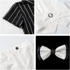 imageLOLANTA Boys Vest Tuxedo Suit Wedding Ring Bearer Outfits 4PCs Dress Clothes Vest Shirt Shorts Bow TieWhite