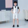 imageLOLANTA Boys Vest Tuxedo Suit Wedding Ring Bearer Outfits 4PCs Dress Clothes Vest Shirt Shorts Bow TieWhite