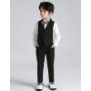 imageLOLANTA Boys Vest and Pants Set Slim Fit Dress Clothes Kids 5 Piece Ring Bearer Outfit Adjustable WaistBlack