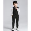 imageLOLANTA Boys Vest and Pants Set Slim Fit Dress Clothes Kids 5 Piece Ring Bearer Outfit Adjustable WaistBlack