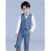 imageLOLANTA Boys Vest and Pants Set Slim Fit Dress Clothes Kids 5 Piece Ring Bearer Outfit Adjustable WaistDark Blue