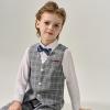 imageLOLANTA Boys Vest and Pants Set Slim Fit Dress Clothes Kids 5 Piece Ring Bearer Outfit Adjustable WaistGray Plaid