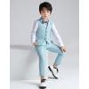 imageLOLANTA Boys Vest and Pants Set Slim Fit Dress Clothes Kids 5 Piece Ring Bearer Outfit Adjustable WaistIce Blue