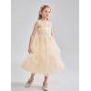 imageLOLANTA Flower Girl Dress for Wedding Kids Tulle Princess Long Dresses Father Daughter Dance Girls Vestidos Lace EmbroideryChampagne