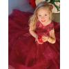 imageLOLANTA Flower Girl Dress for Wedding Kids Tulle Princess Long Dresses Father Daughter Dance Girls Vestidos Lace EmbroideryWine Red