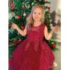imageLOLANTA Flower Girl Dress for Wedding Kids Tulle Princess Long Dresses Father Daughter Dance Girls Vestidos Lace EmbroideryWine Red
