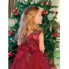 imageLOLANTA Flower Girl Dress for Wedding Kids Tulle Princess Long Dresses Father Daughter Dance Girls Vestidos Lace EmbroideryWine Red