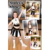 imageLOLANTA Girls Cheerleader Costume Pleated Skirt Set Cheerleader Outfit with Pom PomBlack