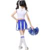 imageLOLANTA Girls Cheerleader Costume Pleated Skirt Set Cheerleader Outfit with Pom PomBlue