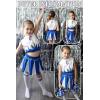 imageLOLANTA Girls Cheerleader Costume Pleated Skirt Set Cheerleader Outfit with Pom PomBlue