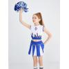imageLOLANTA Girls Cheerleader Costume Pleated Skirt Set Cheerleader Outfit with Pom PomBlue