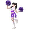 imageLOLANTA Girls Cheerleader Costume Pleated Skirt Set Cheerleader Outfit with Pom PomPurple