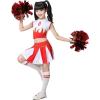 imageLOLANTA Girls Cheerleader Costume Pleated Skirt Set Cheerleader Outfit with Pom PomRed