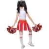 imageLOLANTA Girls Cheerleader Costume Pleated Skirt Set Cheerleader Outfit with Pom PomRed