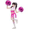 imageLOLANTA Girls Cheerleader Costume Pleated Skirt Set Cheerleader Outfit with Pom PomRose Pink