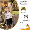 imageLOLANTA Girls Cheerleader Costumes Kids Halloween Costume Glitter Cheerleading Uniform Dress Up Outfit Christmas Gifts 513YBlack