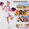imageLOLANTA Girls Cheerleader Costumes Kids Halloween Costume Glitter Cheerleading Uniform Dress Up Outfit Christmas Gifts 513YPink