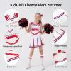 imageLOLANTA Girls Cheerleader Costumes Kids Halloween Costume Glitter Cheerleading Uniform Dress Up Outfit Christmas Gifts 513YRed