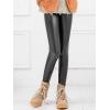 imageLOLANTA Girls Faux Leather Pants Kids Winter Fleece Lined Leggings Fashion Stretchy TrousersBlack