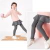 imageLOLANTA Girls Fleece Lined Leggings with Skirt Warm Winter Pants Kids Footless Ruffle PantskirtLight Grey