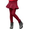 imageLOLANTA Girls Fleece Lined Leggings with Skirt Warm Winter Pants Kids Footless Ruffle PantskirtWine