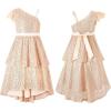 imageLOLANTA Girls Sequin Party Dress One Shoulder Layered Sparkle High Low Dresses for Birthday Graduation PromChampagne